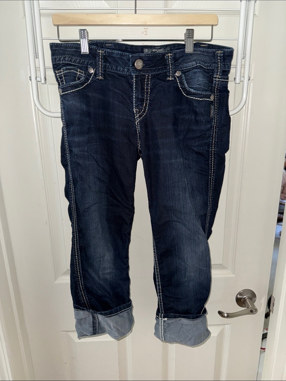 Silver Jeans Dark Wash Cropped Cuffed Denim
